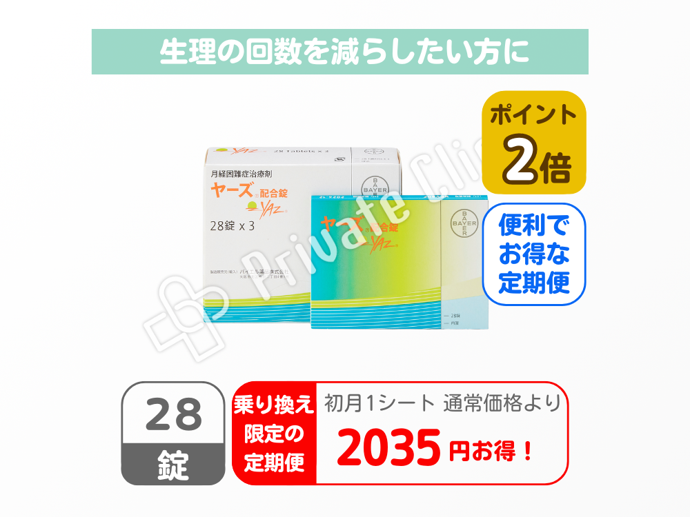 【乗り換え限定商品】ヤーズ配合薬/定期便1ヶ月（28日）毎